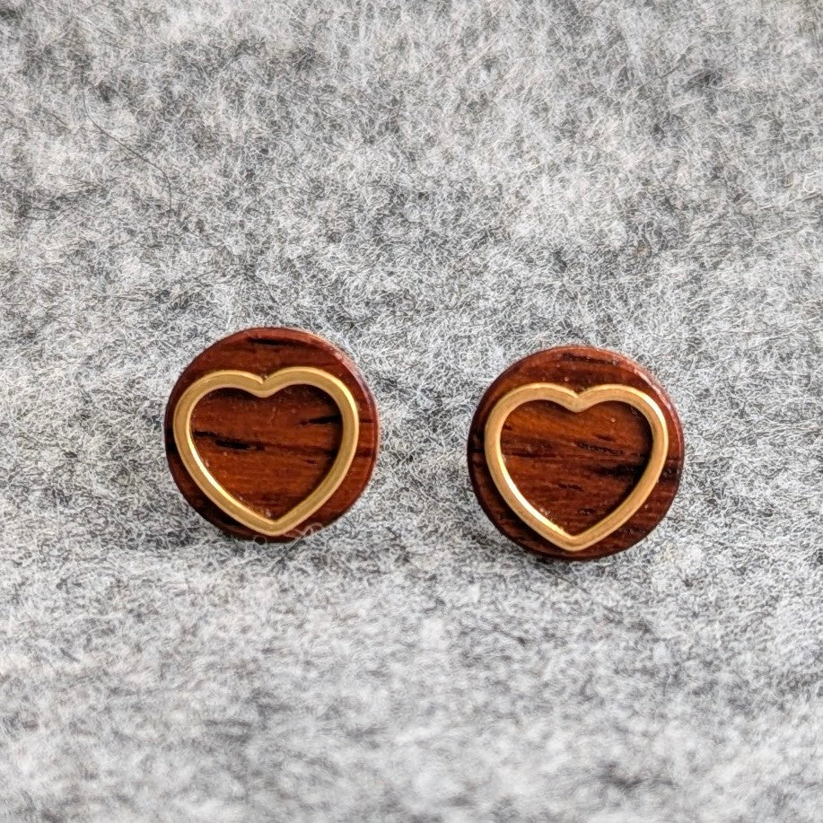 OHRSTECKER "HERZ-PALISANDER" (M)