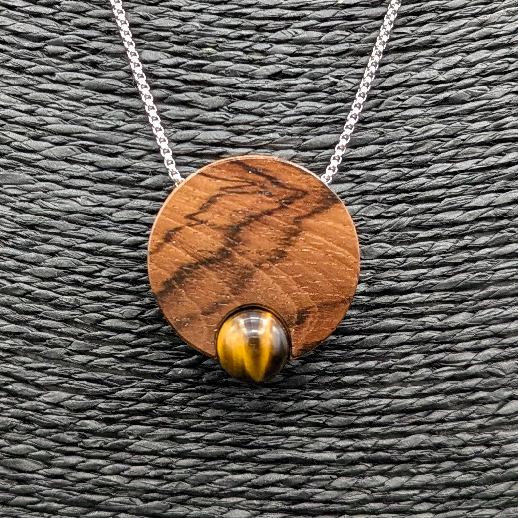 COLLIER "TIGERAUGE / NUSSBAUMHOLZ"