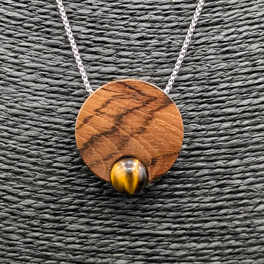 COLLIER "TIGERAUGE / NUSSBAUMHOLZ"