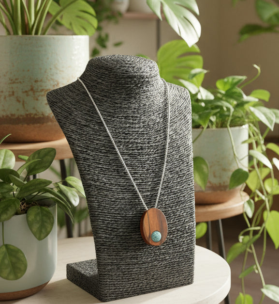 HALSKETTE "PALISANDERMASER /LAVA "