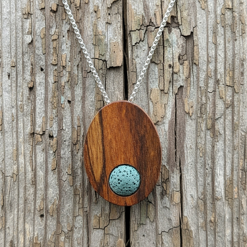 HALSKETTE "PALISANDERMASER /LAVA "