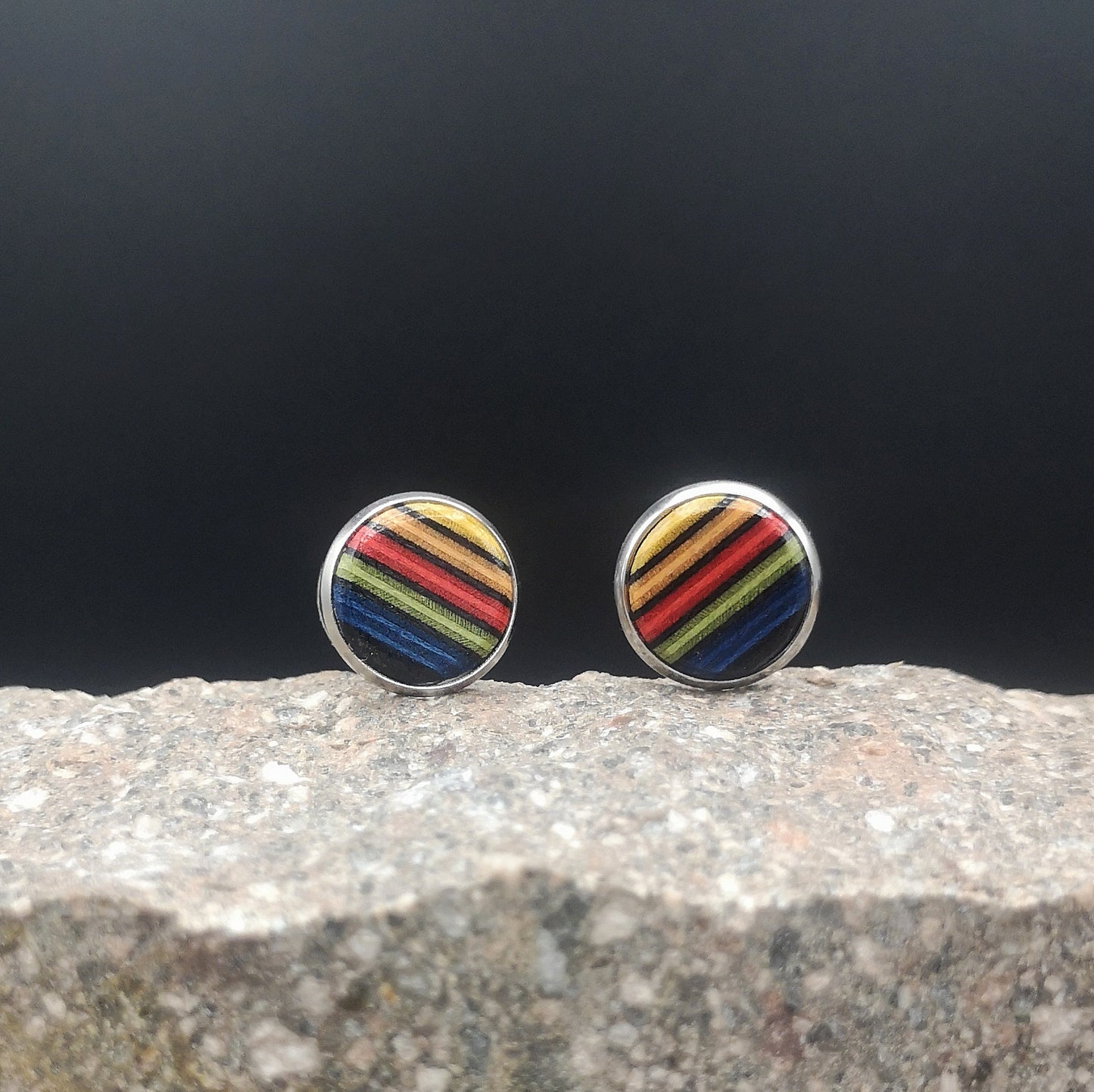 OHRSTECKER "REGENBOGEN / STEEL"